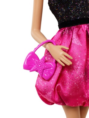 Barbie Fashionista, Барби модница, черно-розовое платье